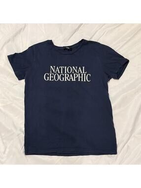 National Geographic Navy Blue Graphic Logo T Shirt